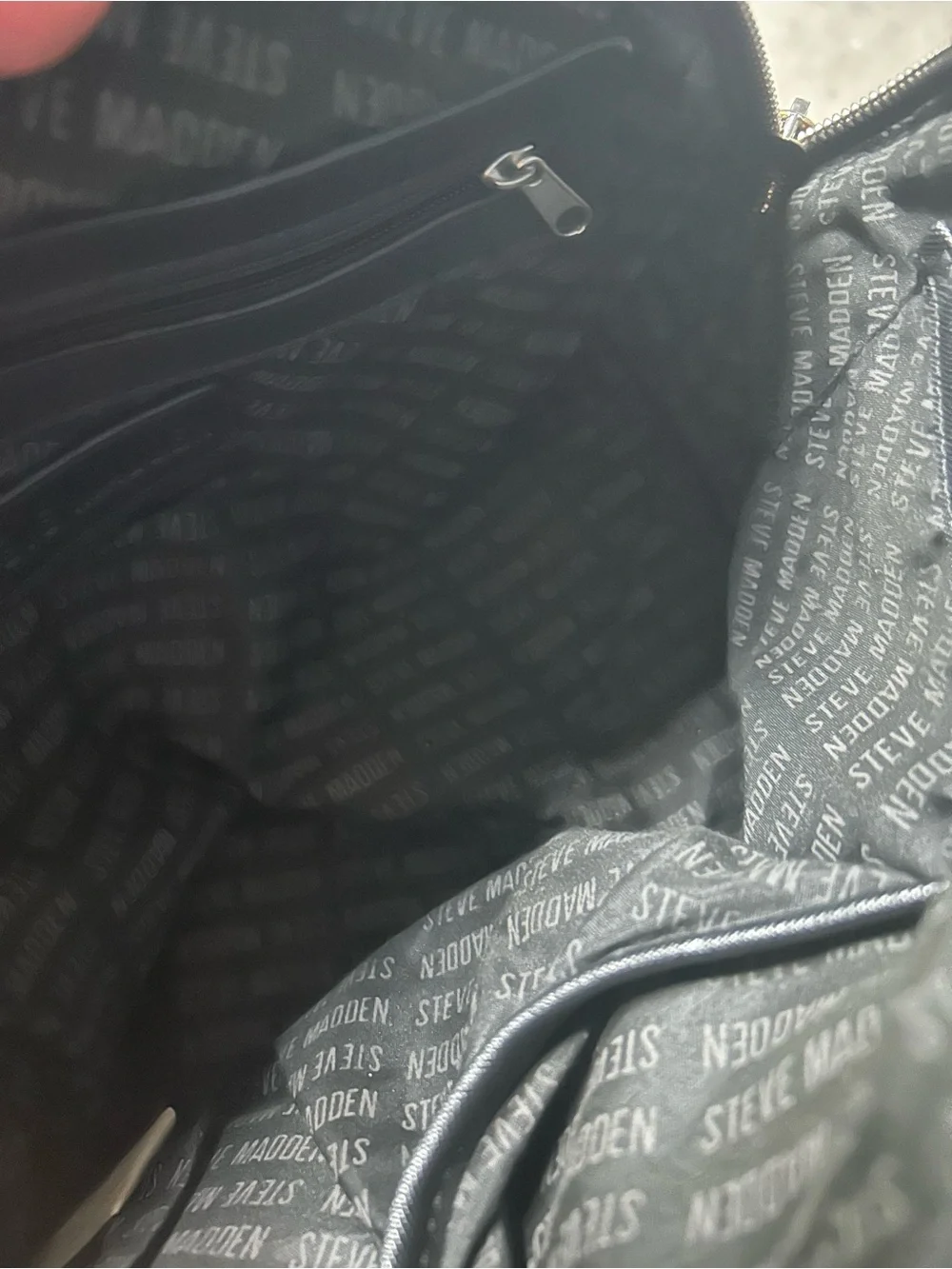 Steve Madden Black Dome Leather Satchel with Embossed Logo